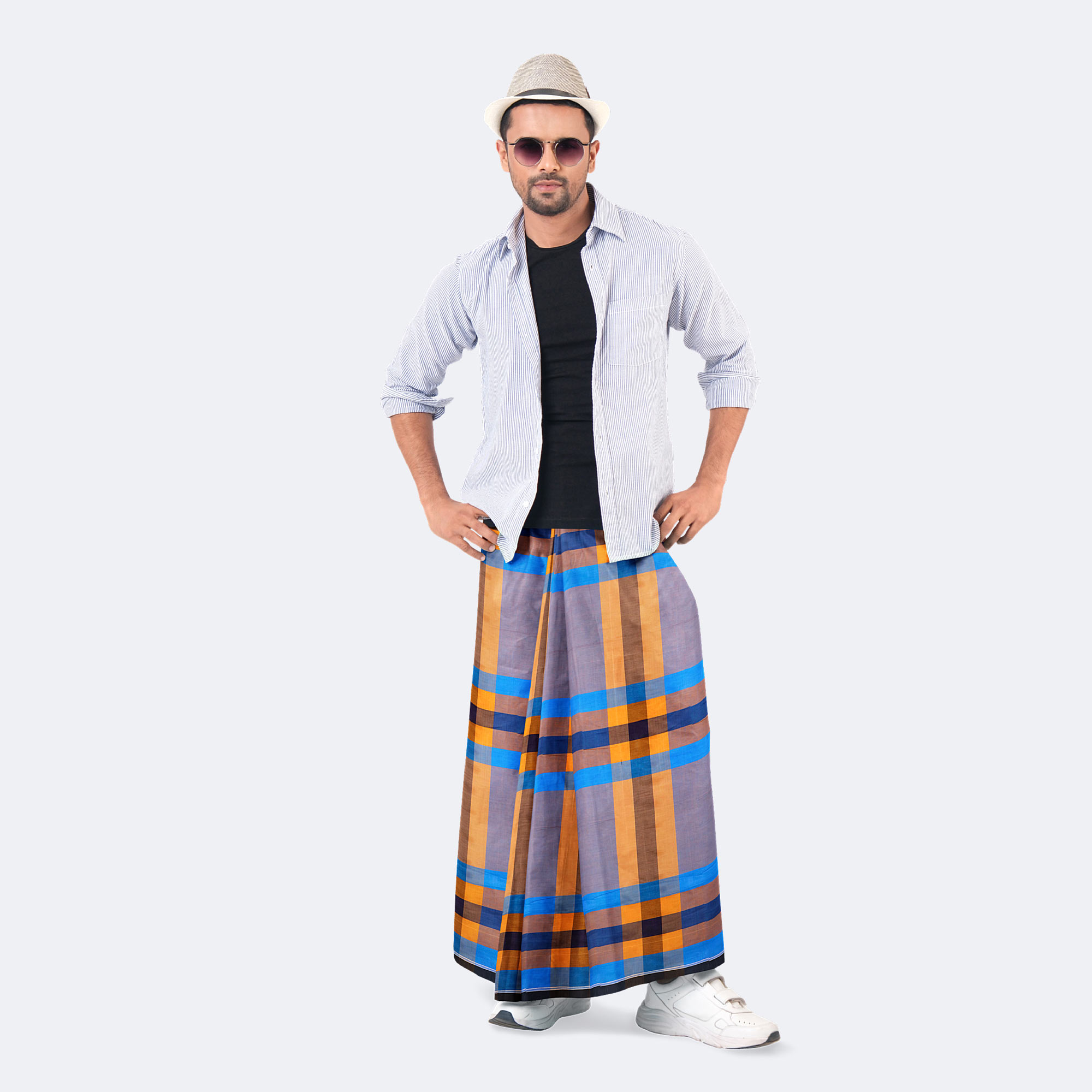 Men’s Elegant Stripe Cotton Lungi – Everyday Wear - Uccha Bilash